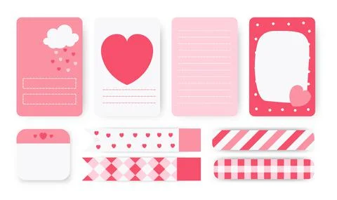 Planner notebook page sticker duct tape vector set Stock Illustration