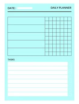 Planner page. Daily plan. Blank paper sheet. Office schedule. Tasks and goals Stock Illustration