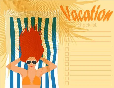 Planner for tasks for a vacation trip to a beach resort for a holiday Stock Illustration