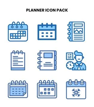Planner Two Colour Design Icons Pack Ilustração Stock