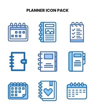 Planner Two Colour Icons Pack Ilustração Stock