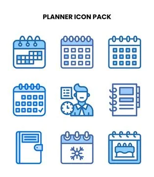 Planner Two Colour Scalable Icons Pack Stock Illustration
