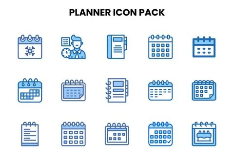 Planner Two Colour Scalable Icons Pack Ilustración de archivo