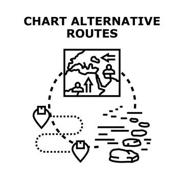 Planning alternative routes finding different strategy options Illustrazione stock