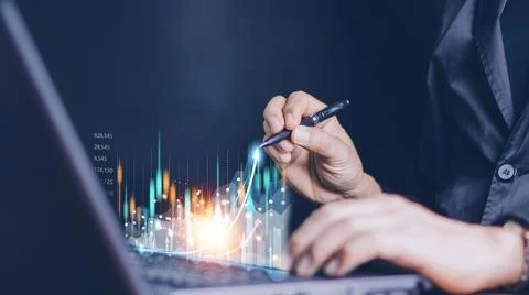 Planning analyze indicator and strategy buy and sell, Stock market, Busines.. Stock Photos