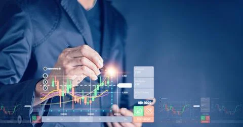 Planning analyze indicator and strategy buy and sell, Stock market, Busines.. Stock Photos