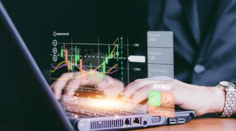 Planning analyze indicator and strategy buy and sell, Stock market, Busines.. Stock Photos