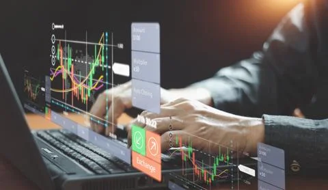 Planning analyze indicator and strategy buy and sell, Stock market, Busines.. Stock Photos