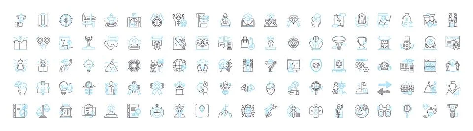 Planning and analysis vector line icons set. Planning, Analysis, Strategy Illustrazione stock