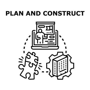 Planning and constructing a project development concept Stock Illustration