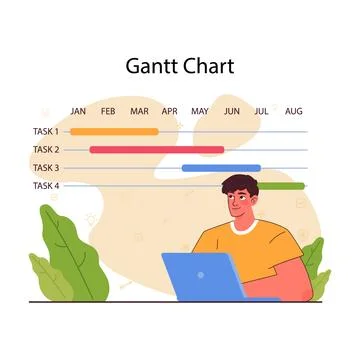 Planning and organization of tasks on board. Character planning Stock Illustration