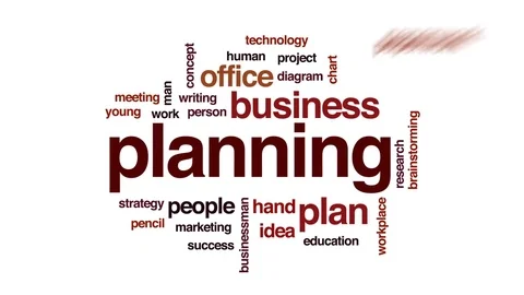 Planning animated word cloud, text design animation. Stock Footage 74977901