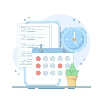 Planning App Concept. Calendar, schedule, appointment. Business Task Management. Stockillustratie