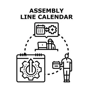 Planning an assembly line calendar production schedule Ilustración de archivo