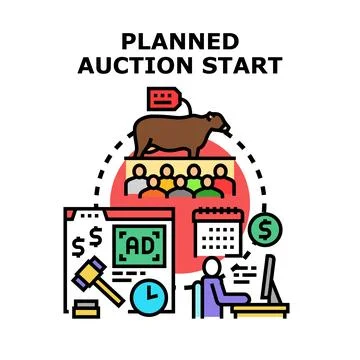 Planning an auction start with online management Stock Illustration