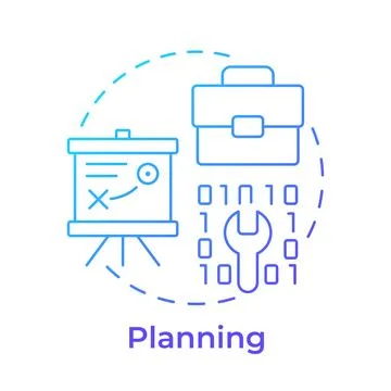 Planning blue gradient concept icon Illustrazione stock