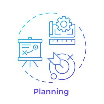 Planning blue gradient concept icon Illustrazione stock