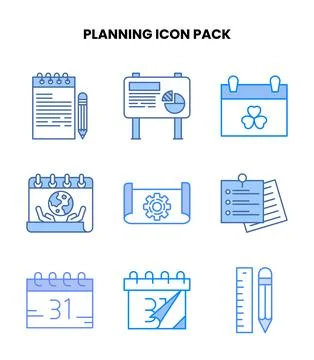 Planning Blue Scalable Icons Pack Ilustração Stock