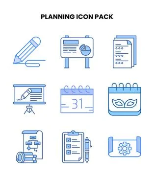 Planning Blue Vector Icons Pack イラスト素材