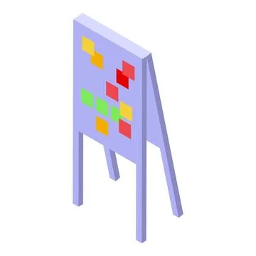 Planning board showing progress with sticky notes in agile development Stock Illustration