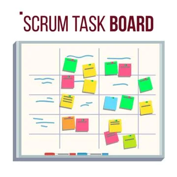 Planning Board Vector. Agile Board. Tasks For Team Development. Full Of Tasks Illustrazione stock