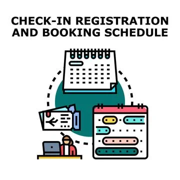 Planning booking check in and registration schedule concept Stock Illustration