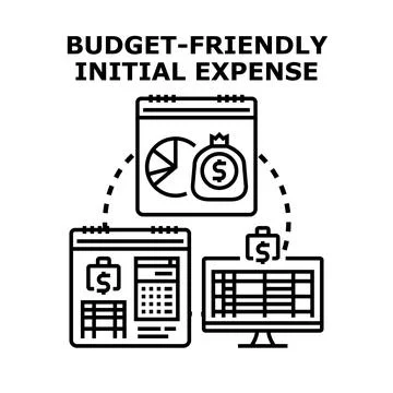 Planning budget friendly initial expense with financial management tools Ilustração Stock