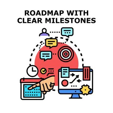 Planning business development roadmap with clear milestones Stock Illustration