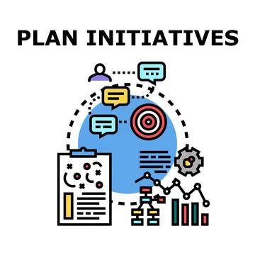 Planning business initiatives developing strategy and analysis process Stock Illustration