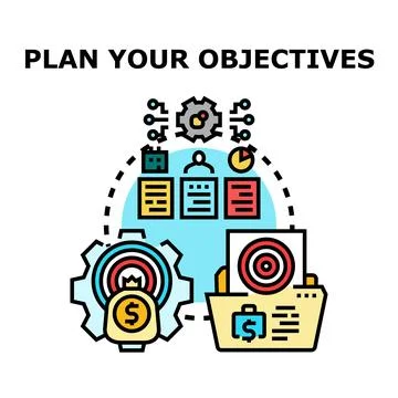 Planning business objectives and developing strategy concept Stock Illustration