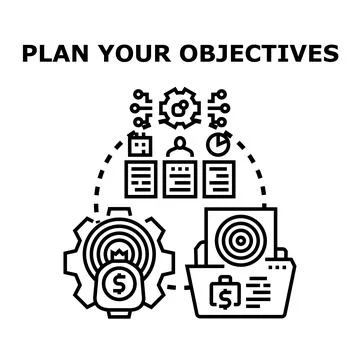 Planning business objectives and developing strategy concept Stock Illustration