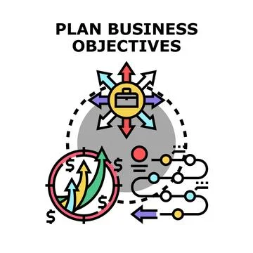 Planning business objectives for strategy development and growth Stock Illustration