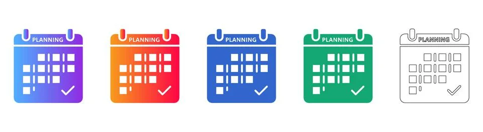 Planning Calendar Icon Set for Scheduling Stock Illustration