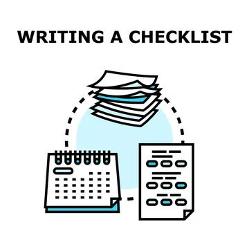 Planning checklist creating process workflow concept outline Stock Illustration