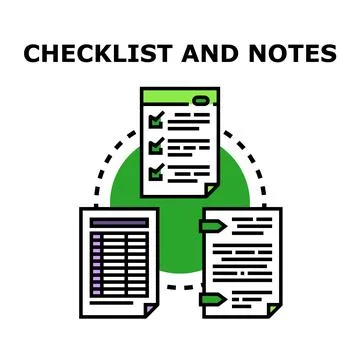 Planning checklist documenting tasks and making notes Stock Illustration
