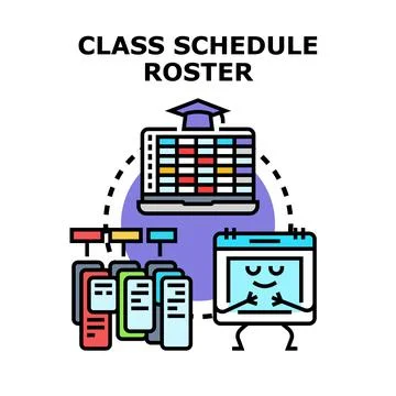 Planning class schedule and student roster management 库存插图