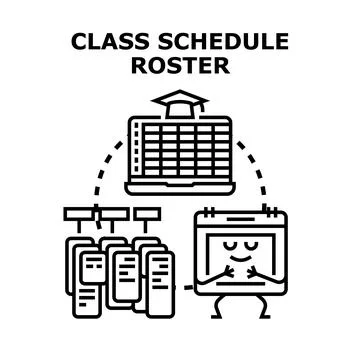 Planning class schedule and student roster management 스톡 일러스트