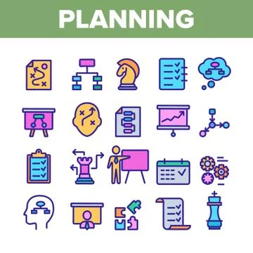 Planning Color Elements Vector Icons Set Stock Illustration
