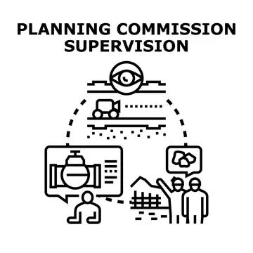 Planning commission supervising infrastructure project development Stock Illustration
