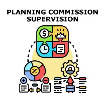 Planning commission supervision business process management strategy Stock Illustration