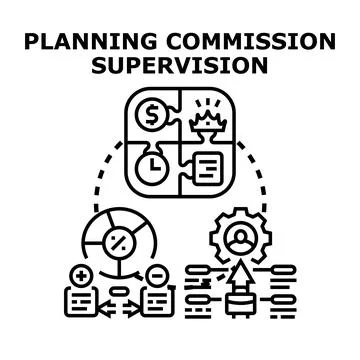Planning commission supervision business process management strategy Illustrazione stock