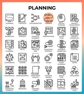 Planning concept icon set Stock Illustration