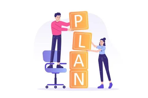 Planning concept. Time management and planning. Isolated modern vector illust Stock-Illustration