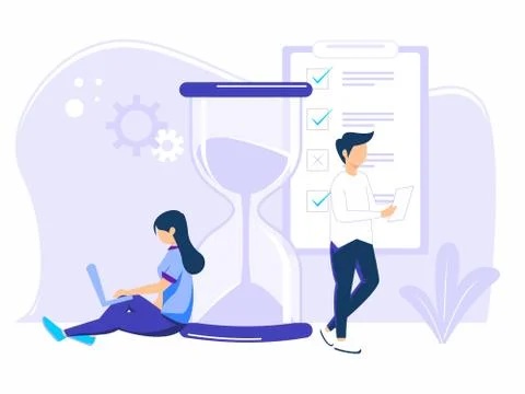 Planning concept. time schedule by filling in the time schedule. vector illus Stock Illustration