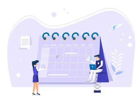 Planning concept. time schedule by filling in the time schedule. vector illus Stock Illustration