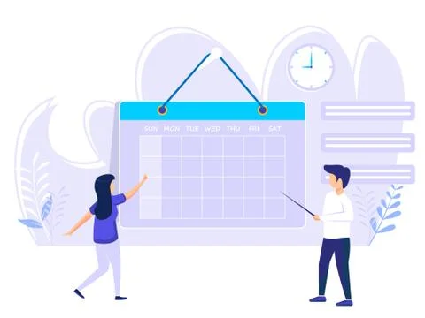 Planning concept. time schedule by showing the time schedule. vector illustra Stock Illustration
