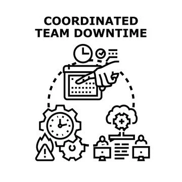 Planning coordinated team downtime for system maintenance Stock Illustration