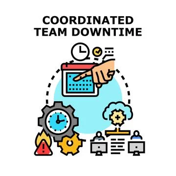 Planning coordinated team downtime for system maintenance Stock Illustration