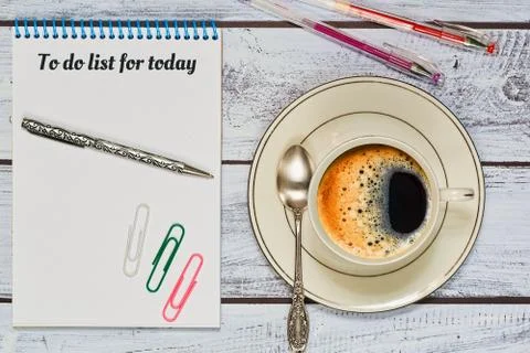 Planning the day while having a coffee break Stock Photos