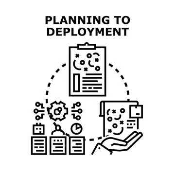 Planning to deployment development process illustration Stock Illustration